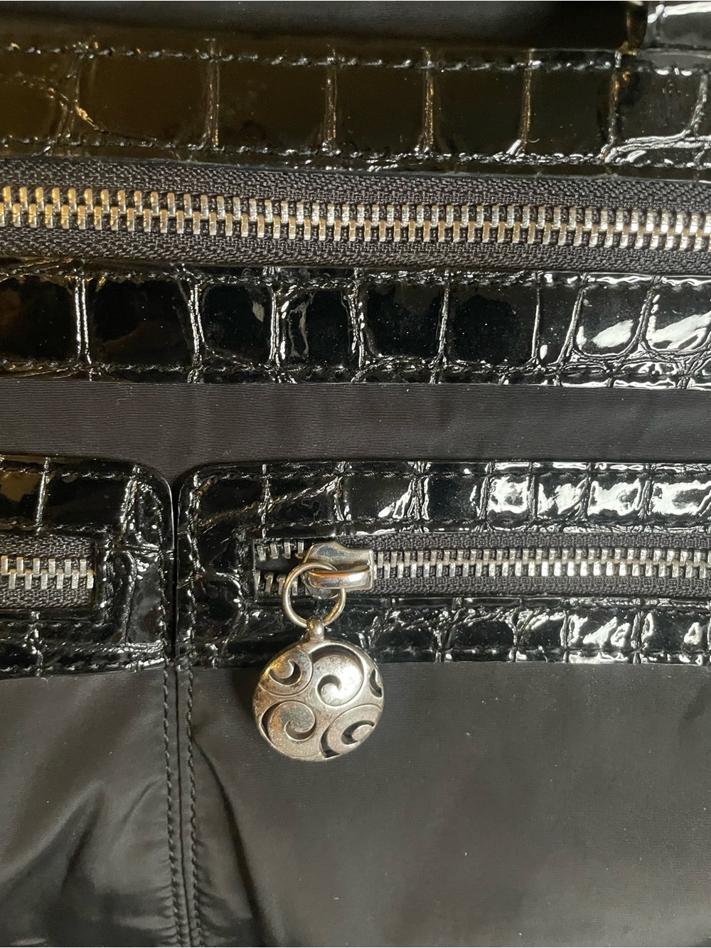 Brighton Maxwell Black Patent-Trim Shoulder Tote - Picture 11 of 15